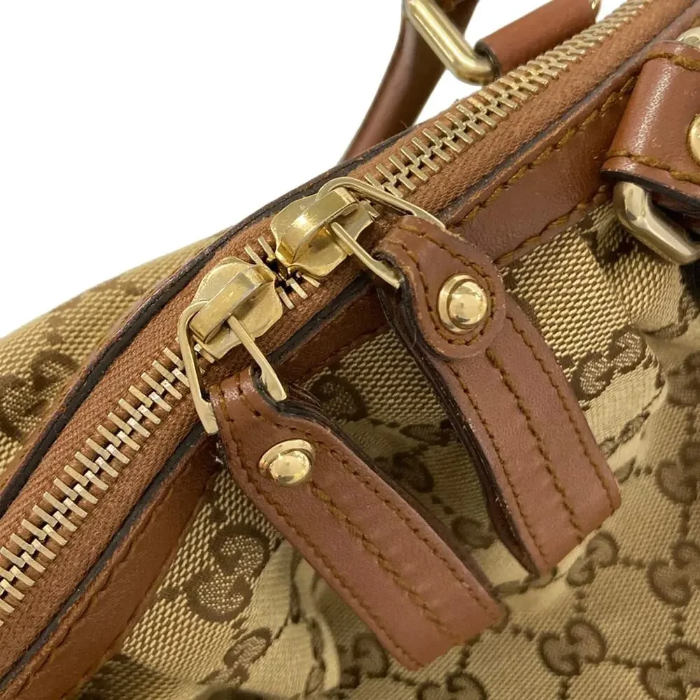 Gucci GG/Sukey Handbag 223974 Beige Dark Brown Jacquard Leather